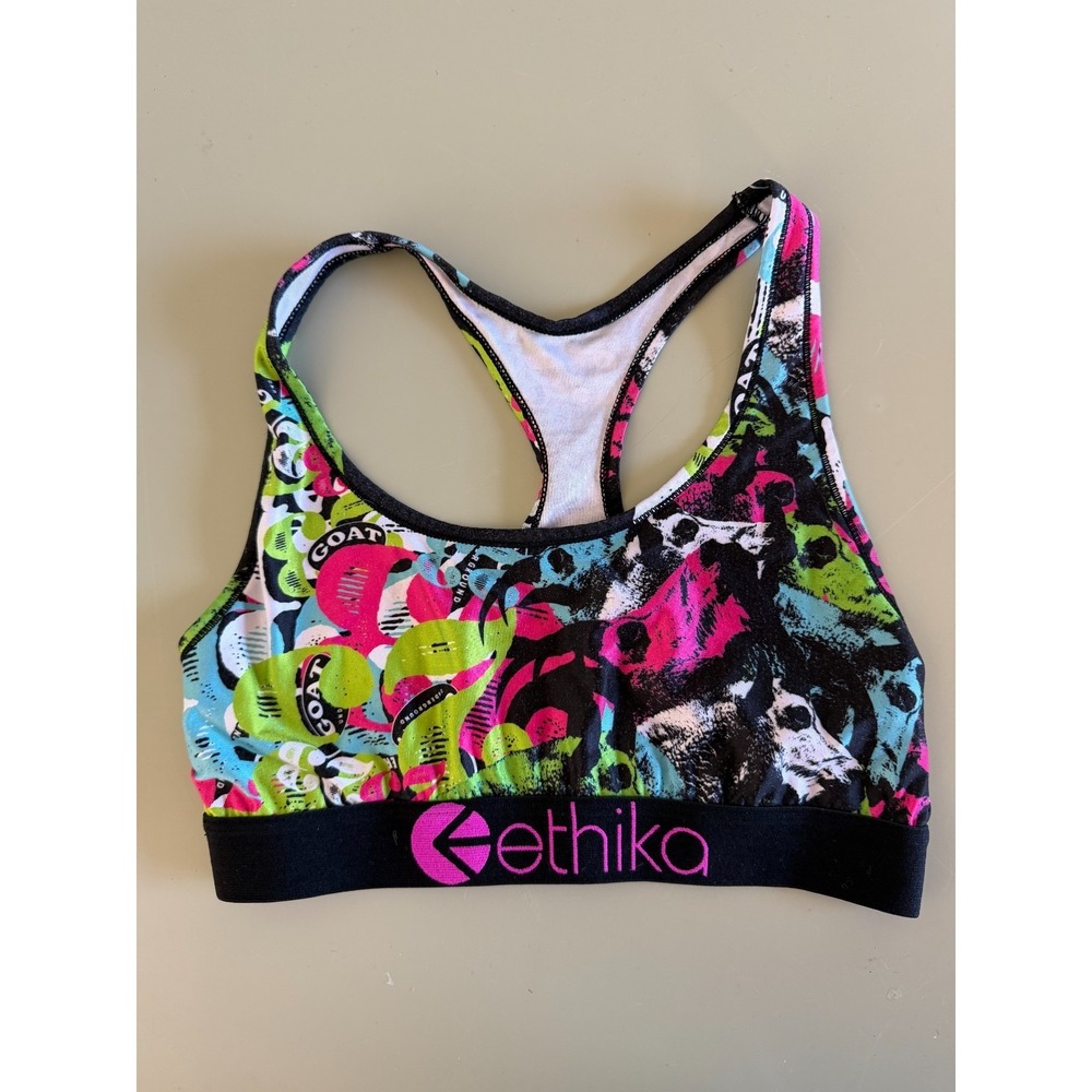 Ethika Sports Bra Women's Multicolored Graphic Print Stretch Athleisure